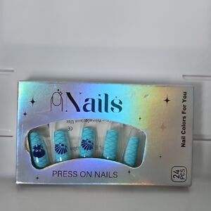 Nails Blue Press On Nails Set